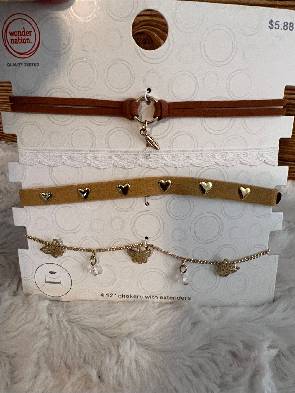wonder nation Brown and White Layered Choker Set